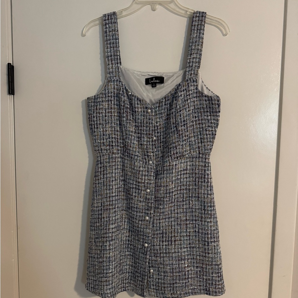 Lulu's Black and White Buttoned Sleeveless Dress